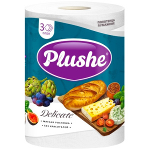 Полотенца 3 сл. 1 рулон (25 м) Plushe Delicate белые  (118 шт.) 82376