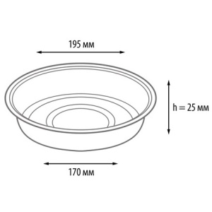 Форма алюм.круг G-край (D верх-195, дно-170, h-25 мм, V-600 мл) (50400 шт.) Горница 410-027 2