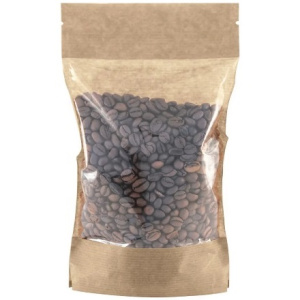 Пакет бумажный Doypack 140х225 (40+40) мм крафт с большим окном (100700 шт) 121-008 Ак 2