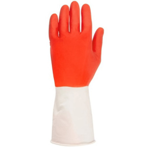Перчатки резиновые прочные BICOLOR красно-белые