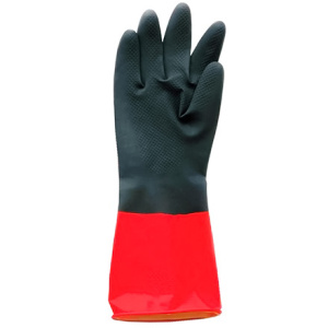 Перчатки резиновые прочные BICOLOR черно-красные