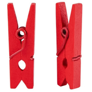 Прищепки деревянные декоративные КРАСНЫЕ 25 мм (50 шт.) AVIORA (150 шт.) 491-063 2